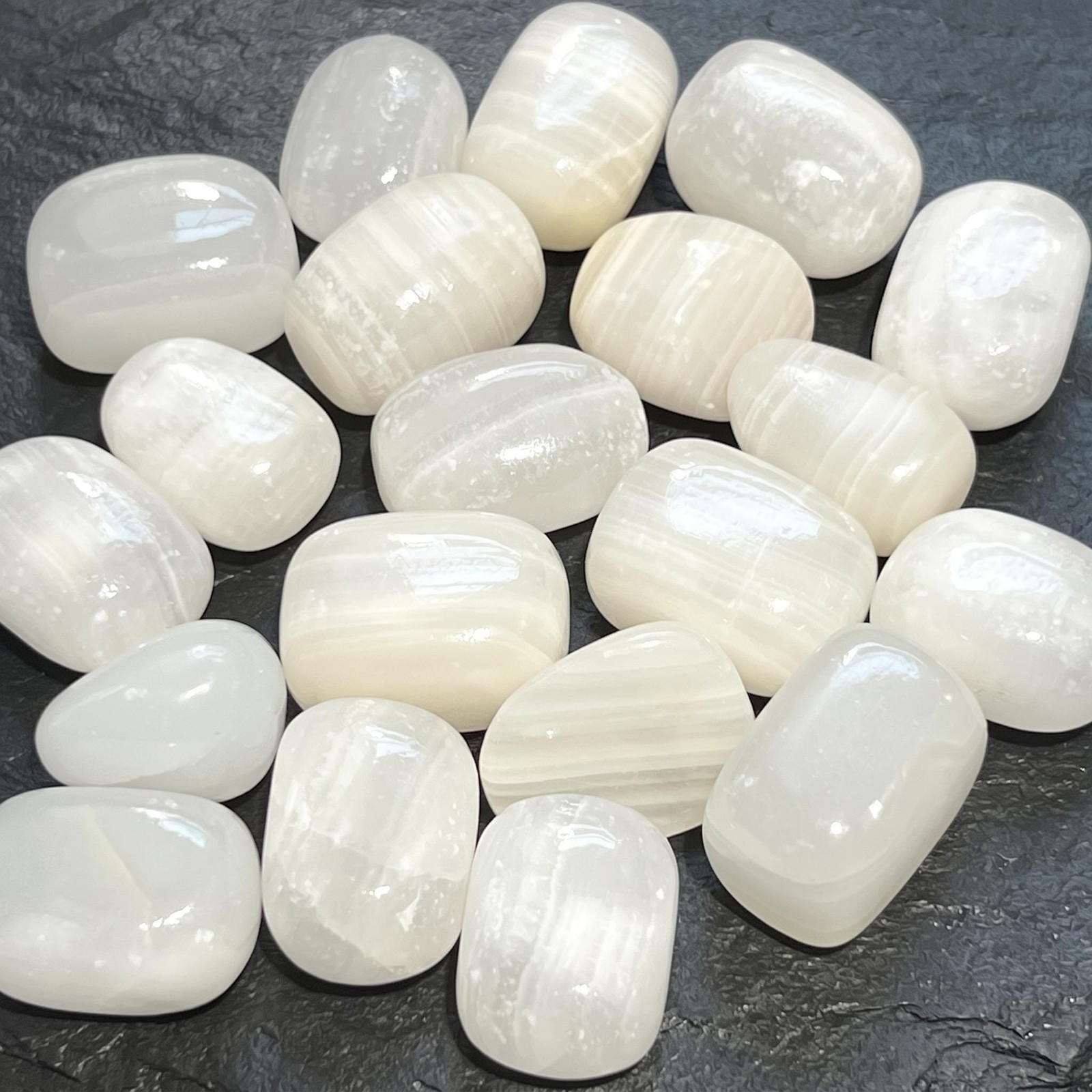 White Banded Calcite Tumbled Stones (By The Piece Or Pound) Gemstone Decor Gift