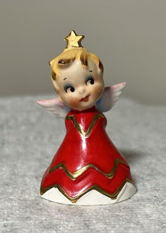 Vintage 1956 Geo Z Lefton HH 80112 Naughty Sisters Angel Bell Ornament Slingshot