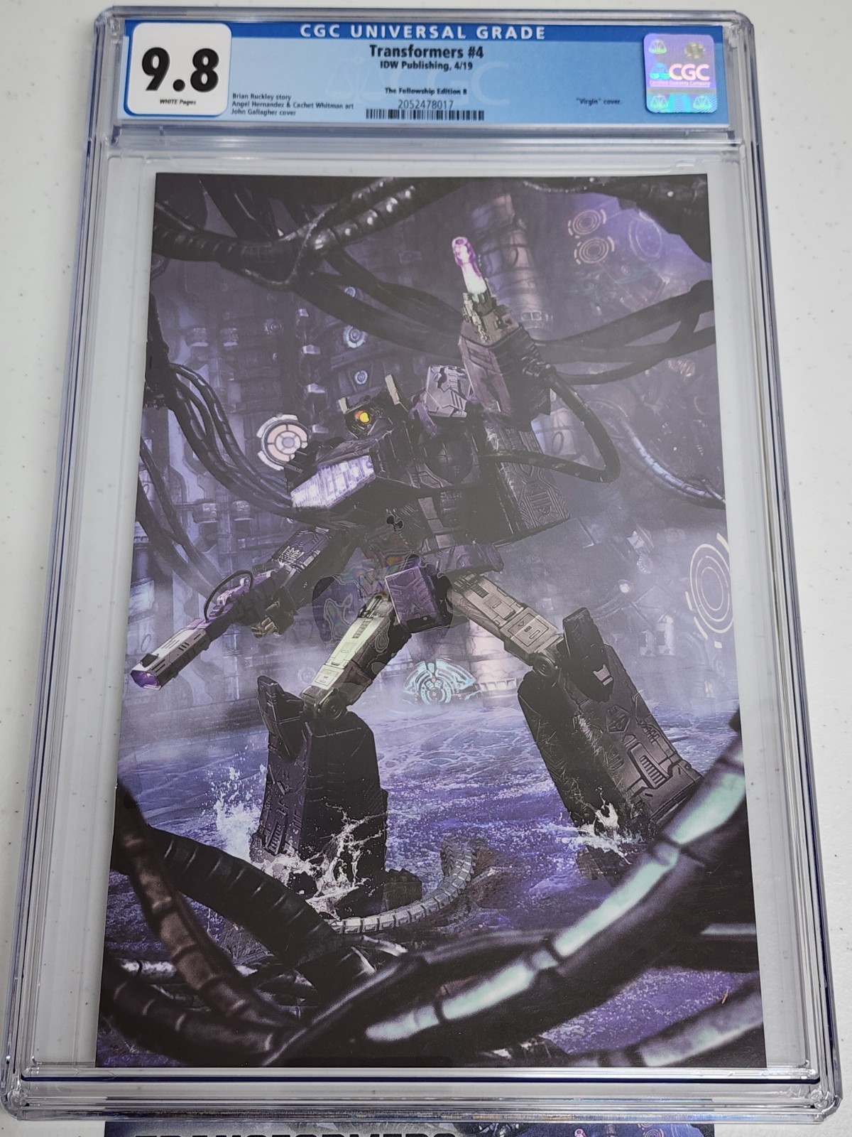 Transformers #4 CGC 9.8 2019 The Fellowship JOHN GALLAGHER Virgin Variant Cover