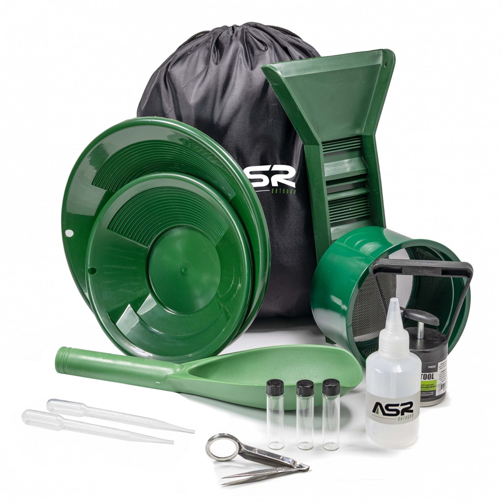 ASR Outdoor Lightweight Backpacker Gold Panning Kit with Rubber Mini Sluice 14pc