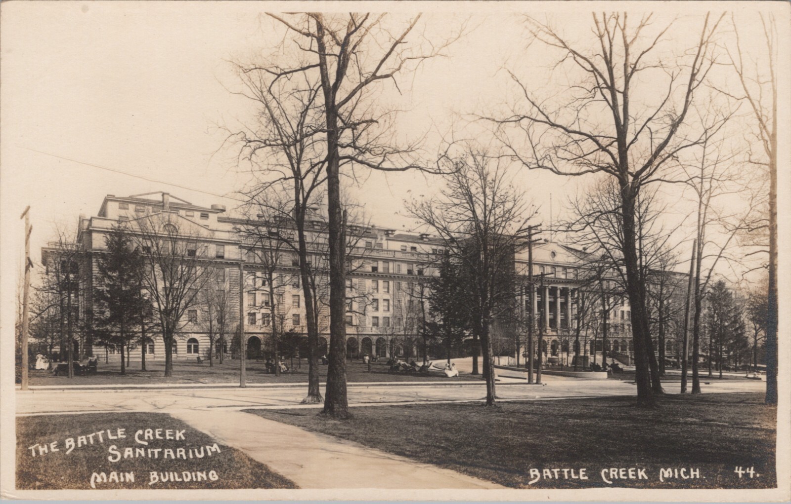 Postcard RPPC Michigan MI Battle Creek Sanitarium Main Building