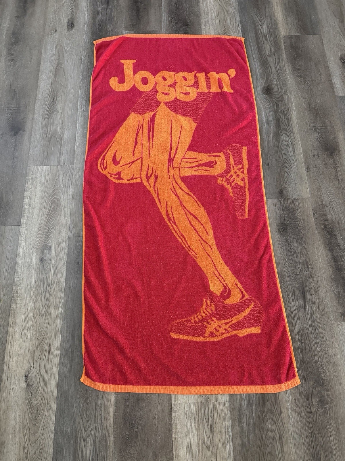 Vintage 70s Gindi International Ocean Tide “Joggin” Beach Towel 100% Cotton Retr