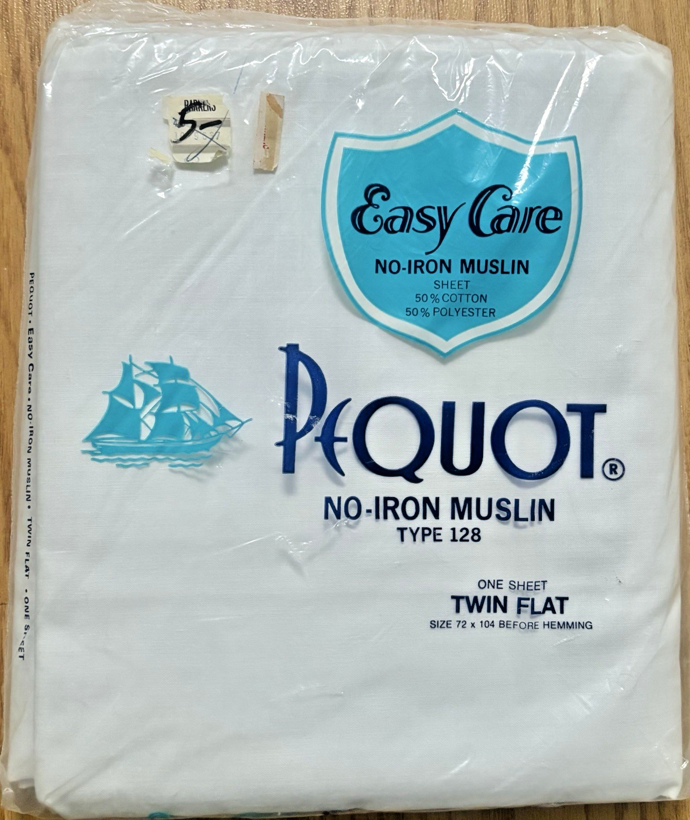 Sealed Vtg NOS PEQUOT Brand No Iron  Fine Muslin Twin Flat Sheet White