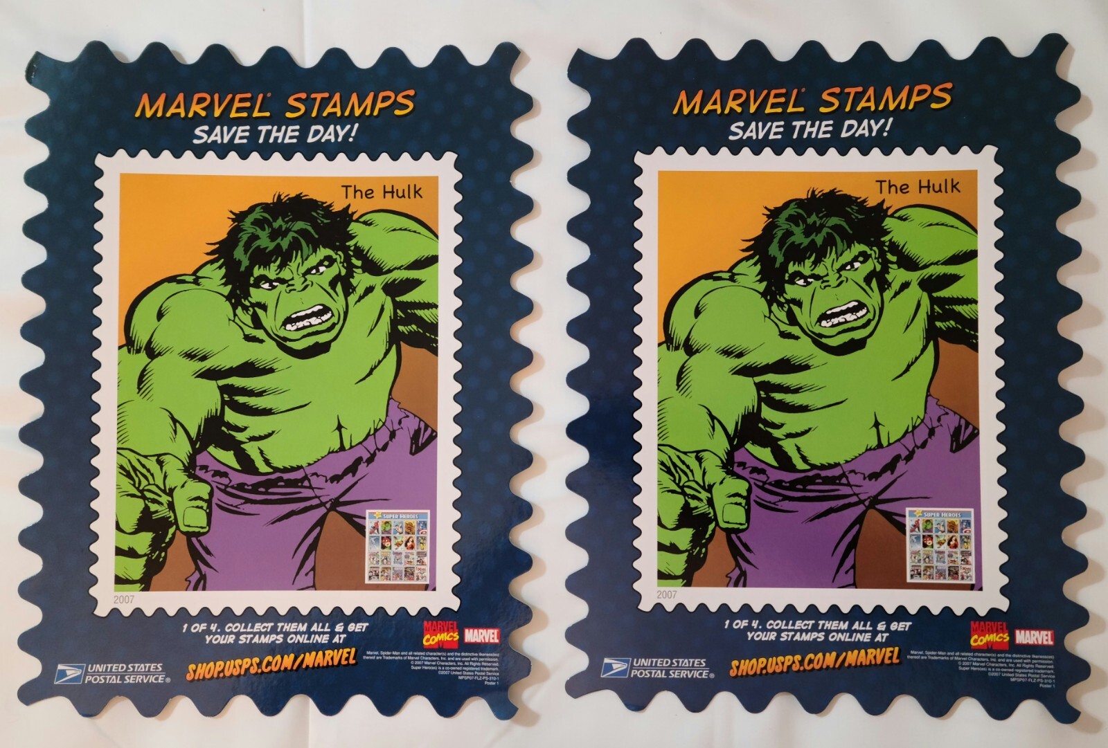 2pk 2007 USPS Incredible Hulk Marvel Stamps  Save The Day  (1 of 4) Comics RARE 