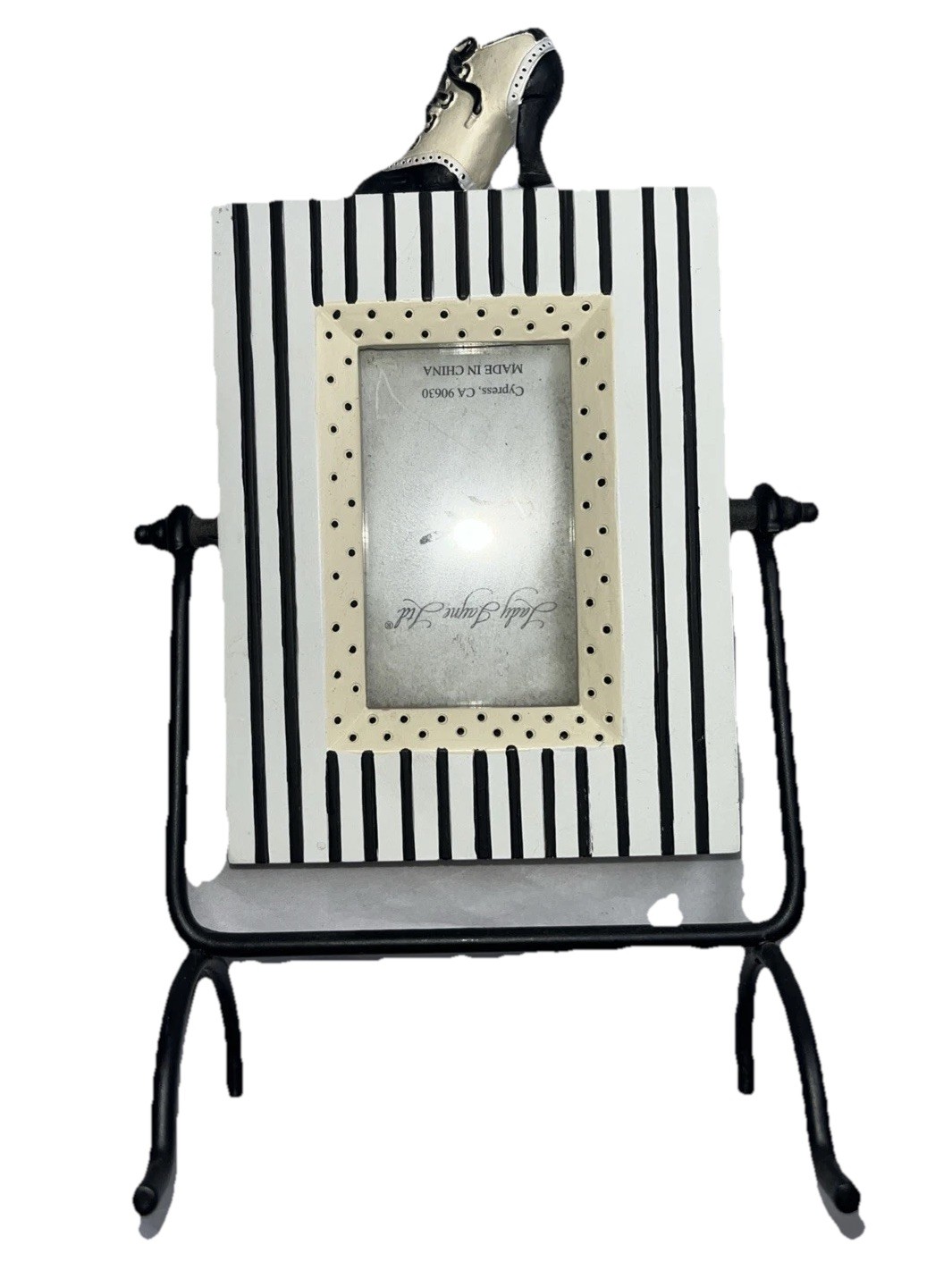 Lady Jayne Ltd Picture Frame Black Wire Stand Victorian Shoe Striped Vintage