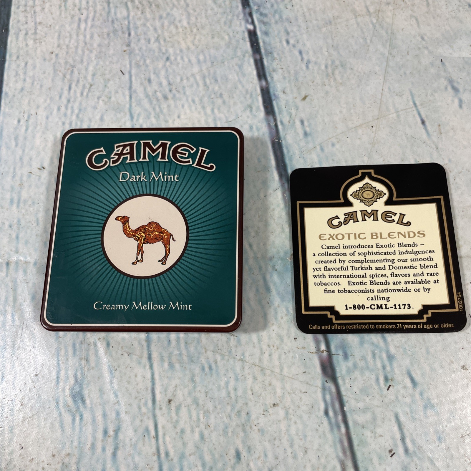 Vtg Camel Dark Mint Cigarettes Tin Metal Advertising Box Tobacciana 3.5