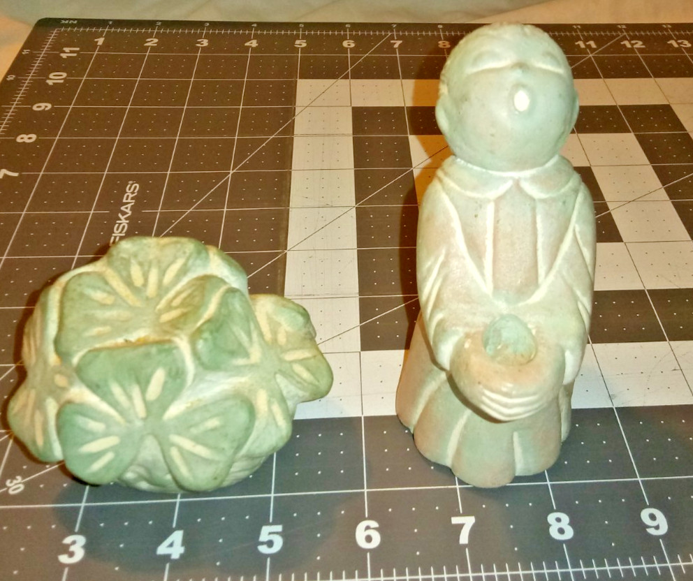 Isabel Bloom pair of figures Singing Angel Candle Holder & flower basket  Signed