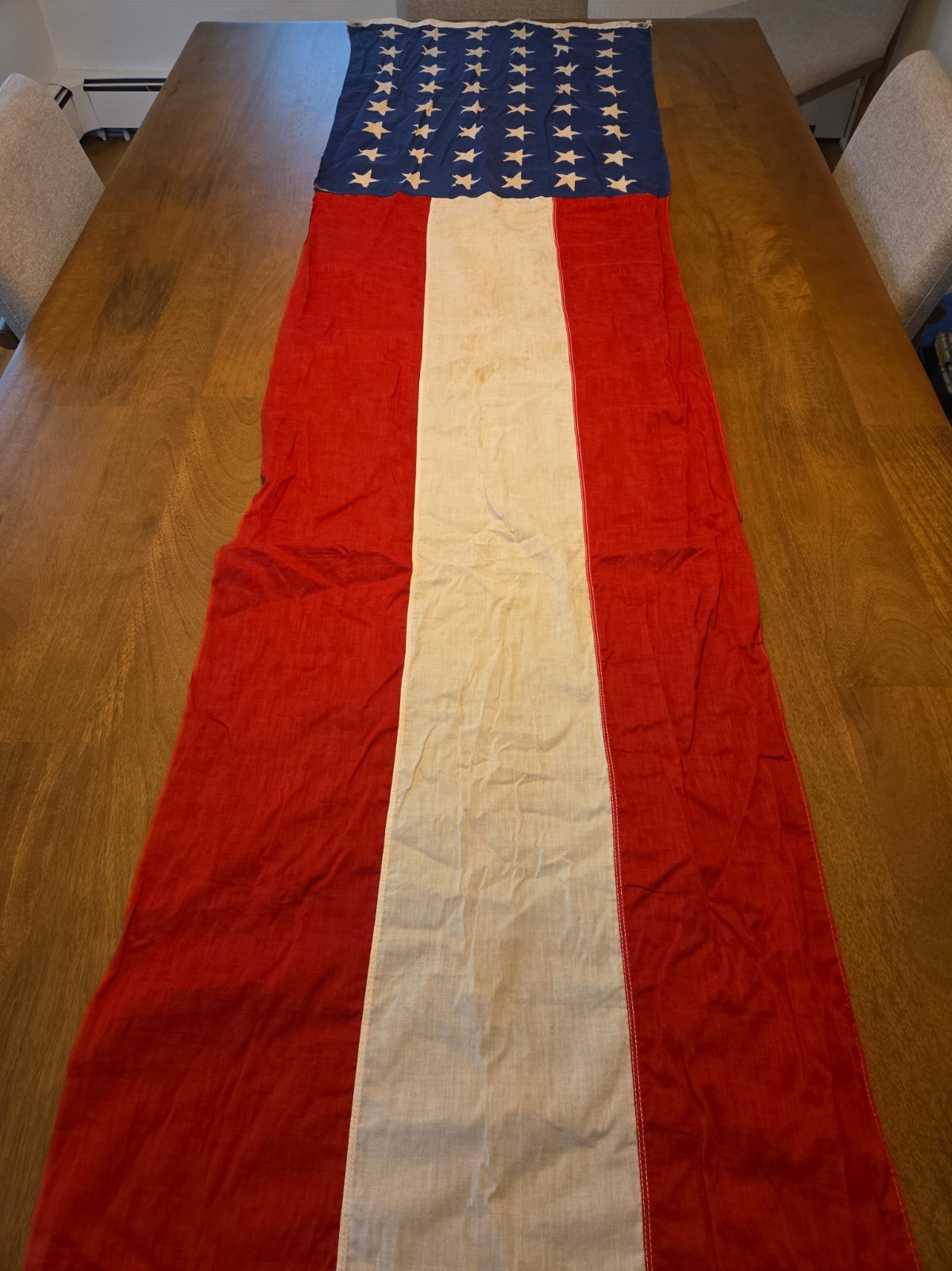 Vintage 48 Star  United States Flag Pull Down Banner See Photos For Condition