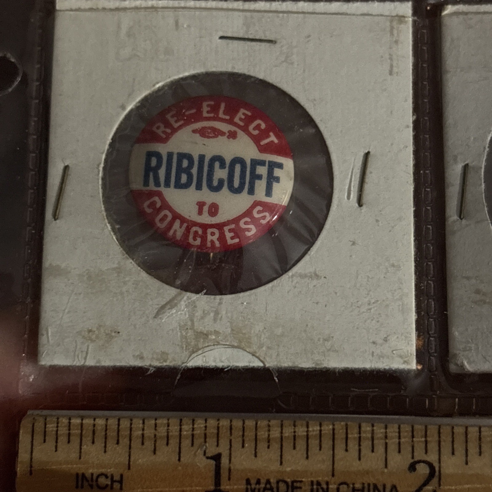 Rare VTG Campaign Button: CT Congressman Governor Senator Abe Ribicoff Pin