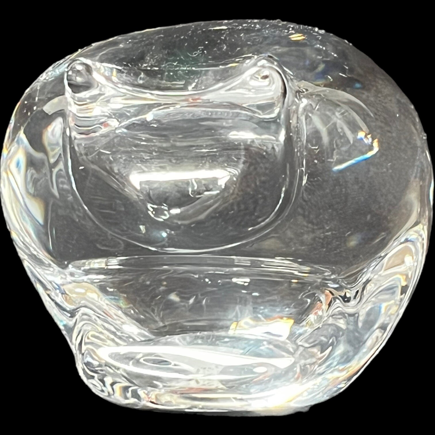 Vintage Orrefors Sweden Crystal FAT CAT Paperweight Art Glass Figurine U55B