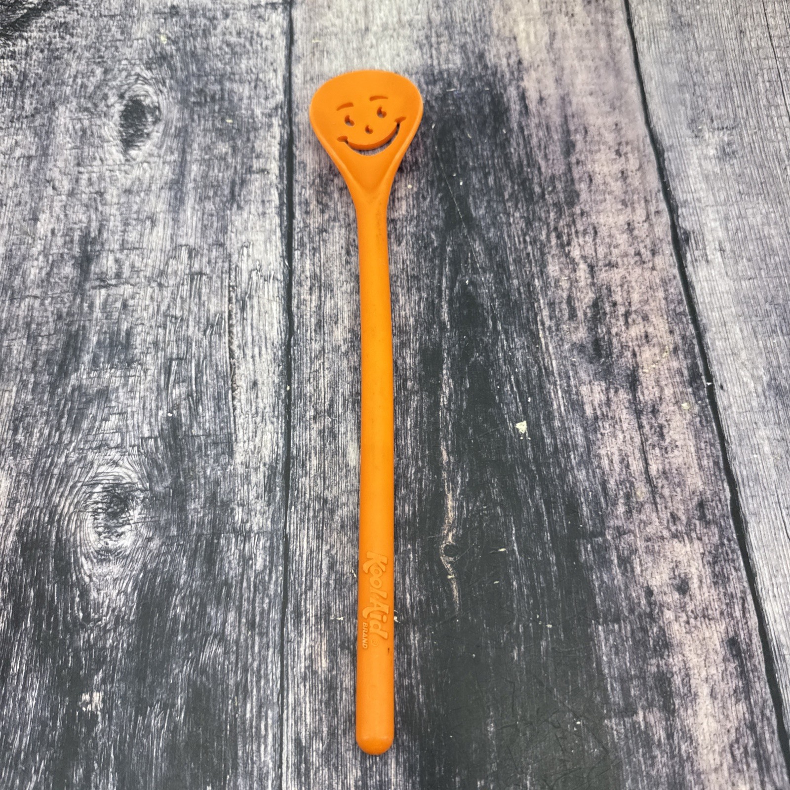 Vintage Kool Aid  Promotional Stirring Smiley Face Plastic Spoon Orange Rare