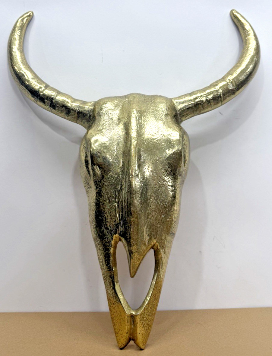 LARGE VTG SOUTHWEST CAST BRASS STEER SCULL COW/BULL 19