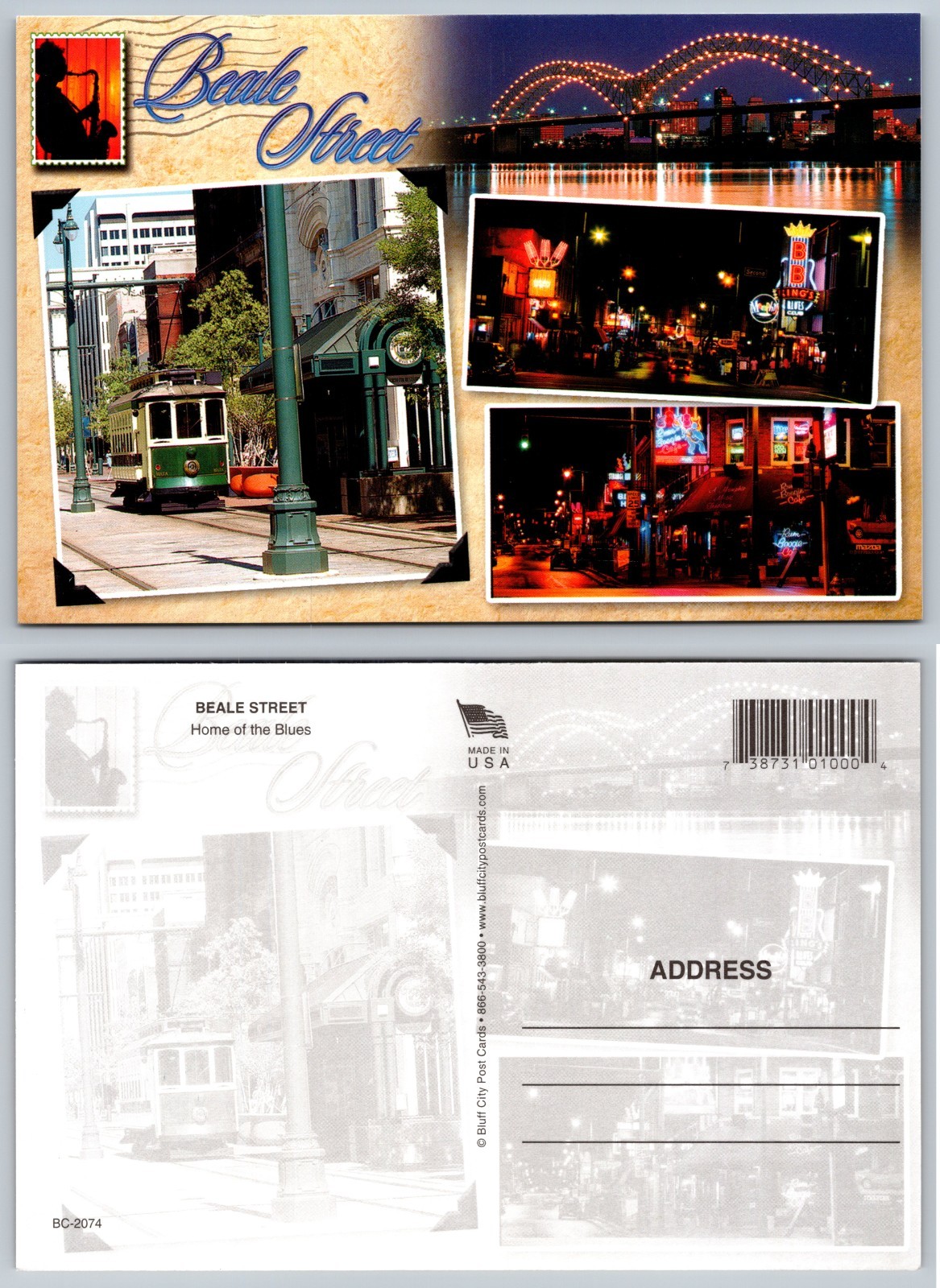 Continental Beale Street Memphis USA Postcard