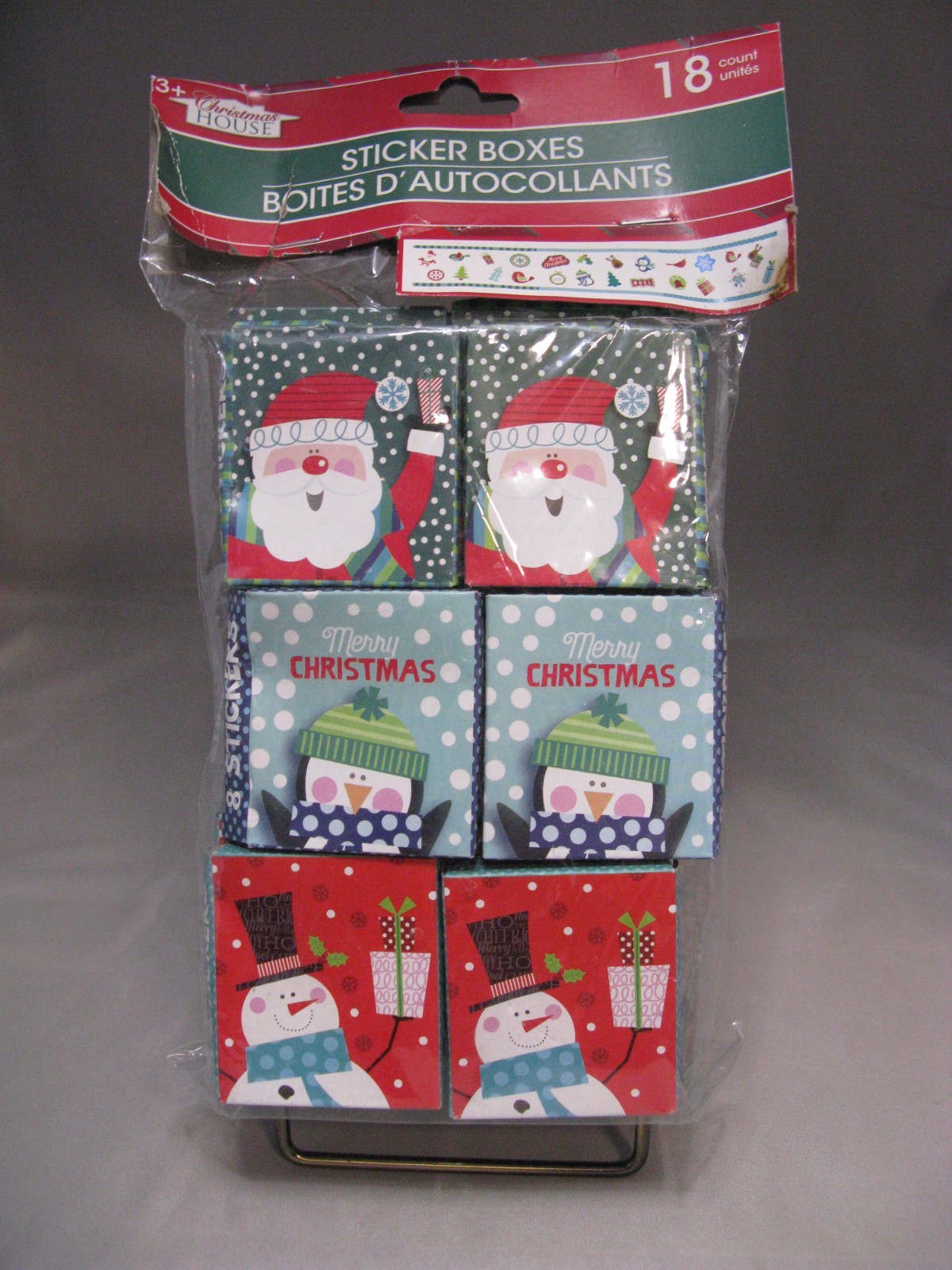 Vintage - \'Christmas HOUSE\' - Christmas Sticker Boxes - 18 Count - Old Graphics