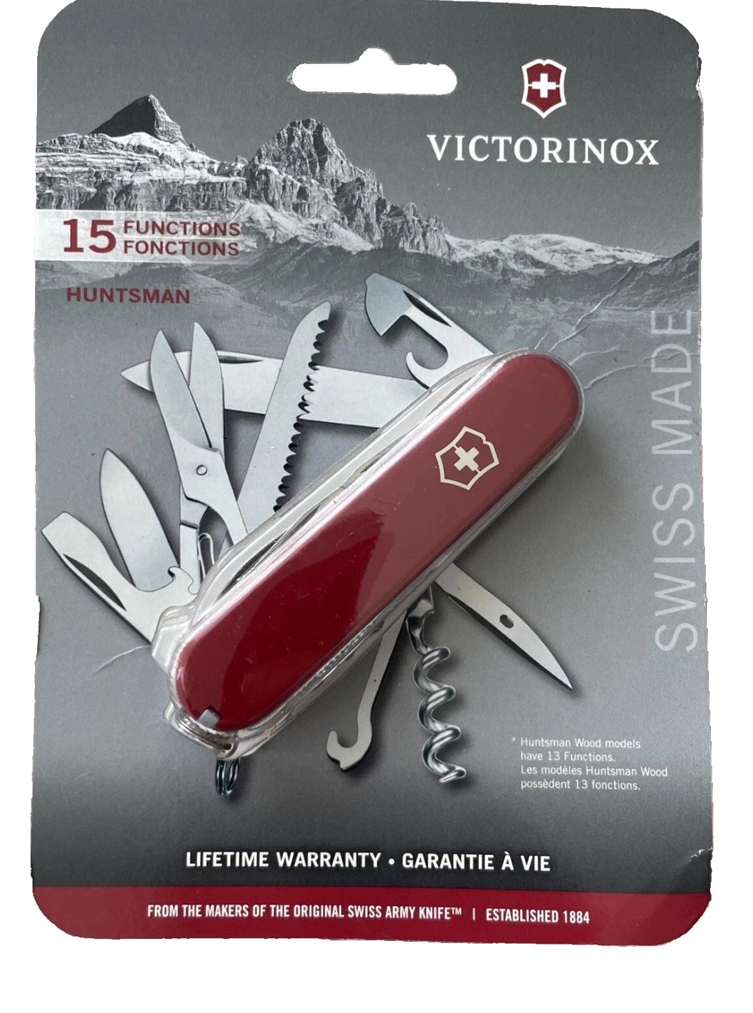 Victorinox 15 function Swiss Army Knife # 1.3713 Red  Huntsman  NEW. 