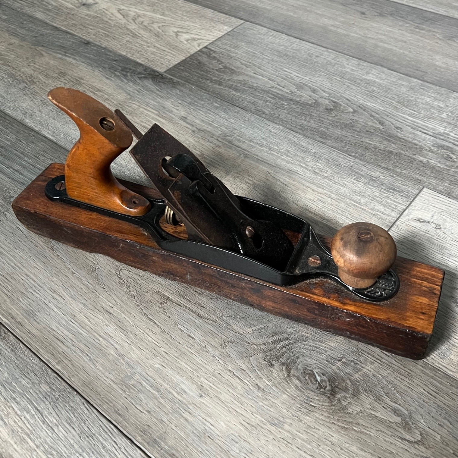 Vintage Stanley Bailey No. 27 Transitional Woodworking Bench Plane Tool 15 \