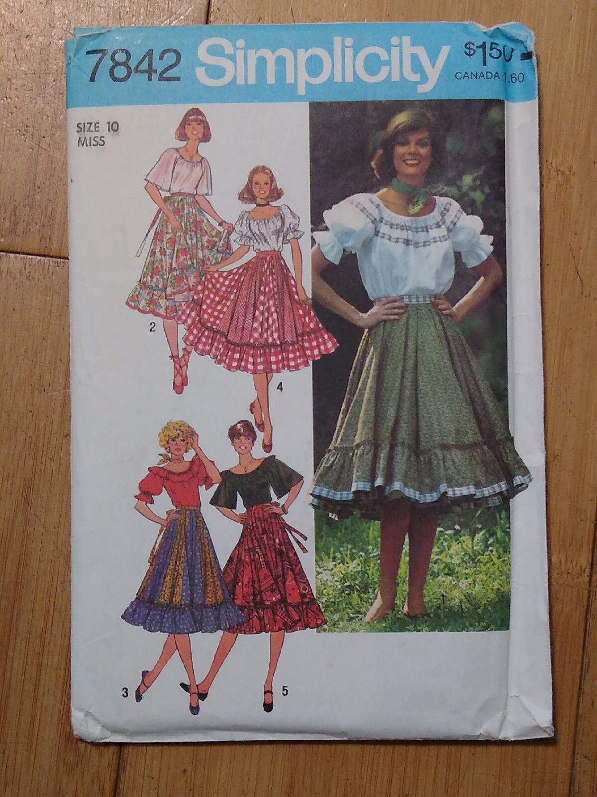 Simplicity Sewing Pattern Blouse & Ruffled Skirt 7842 Size 10 miss Vintage 1976