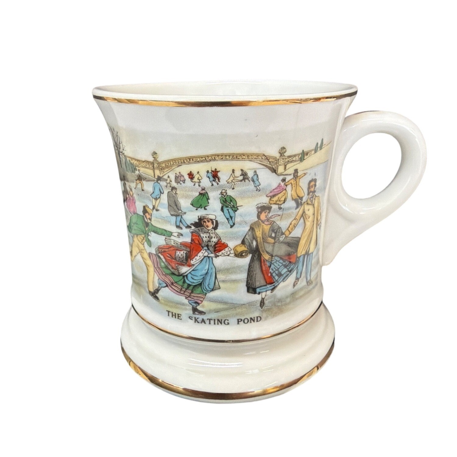 Antique Porcelain Shaving Mug With Gold Trim & \