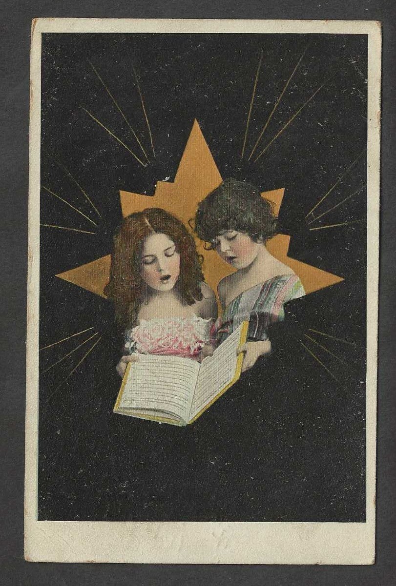 Reading vintage postcard Pu 1905