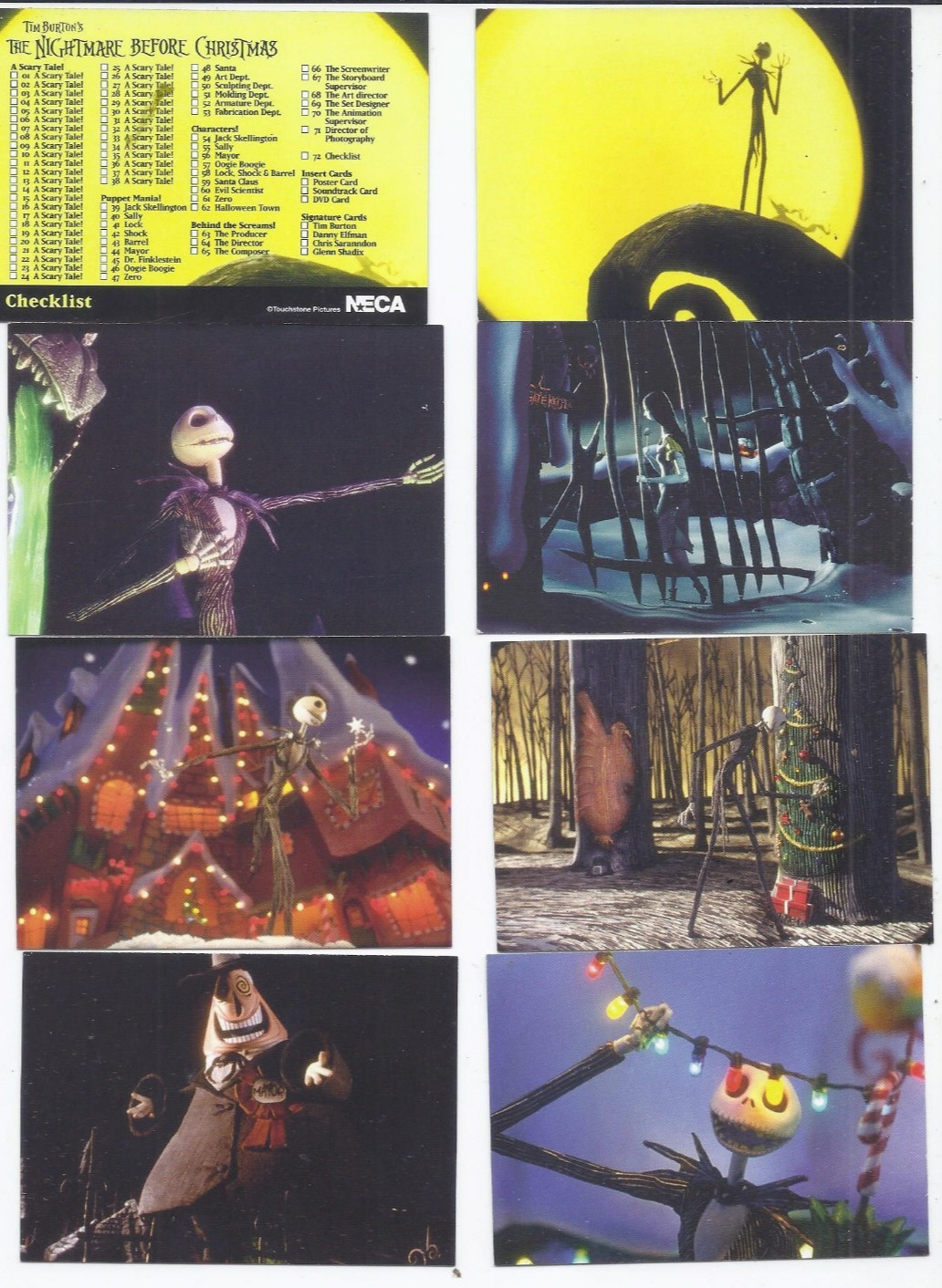 THE NIGHTMARE BEFORE CHRISTMAS - 72 Card Set - 2001 NECA - FREE USPS Shipping