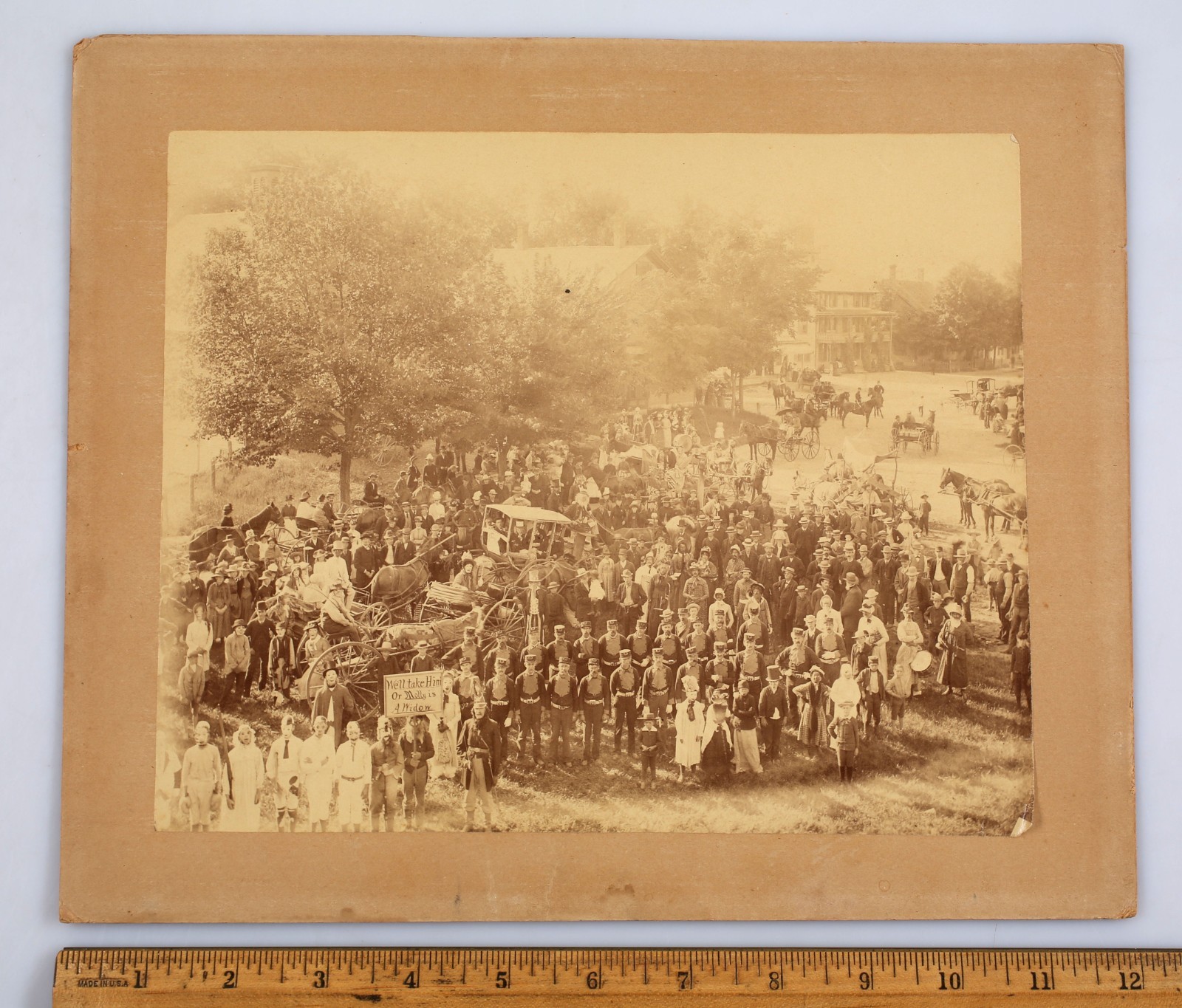 Vintage Large Mounted Photo Molly Stark is a Widow Bennington Vermont c. 1880s