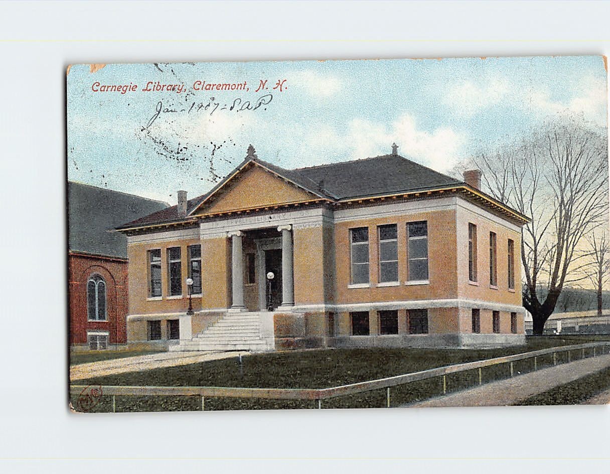 Postcard Carnegie Library Claremont USA