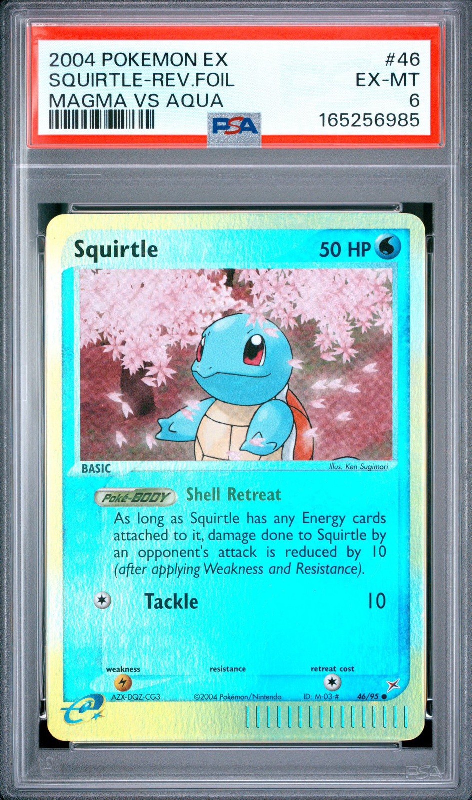 Pokémon 2004 EX Team Magma vs Team Aqua Squirtle Reverse Holo #46 PSA 6