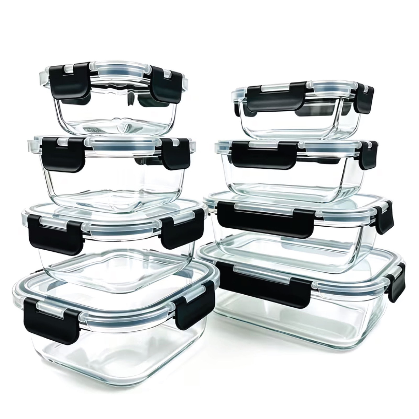 Glass Tupperware 16pcs Airtight Glass Food Storage Containers