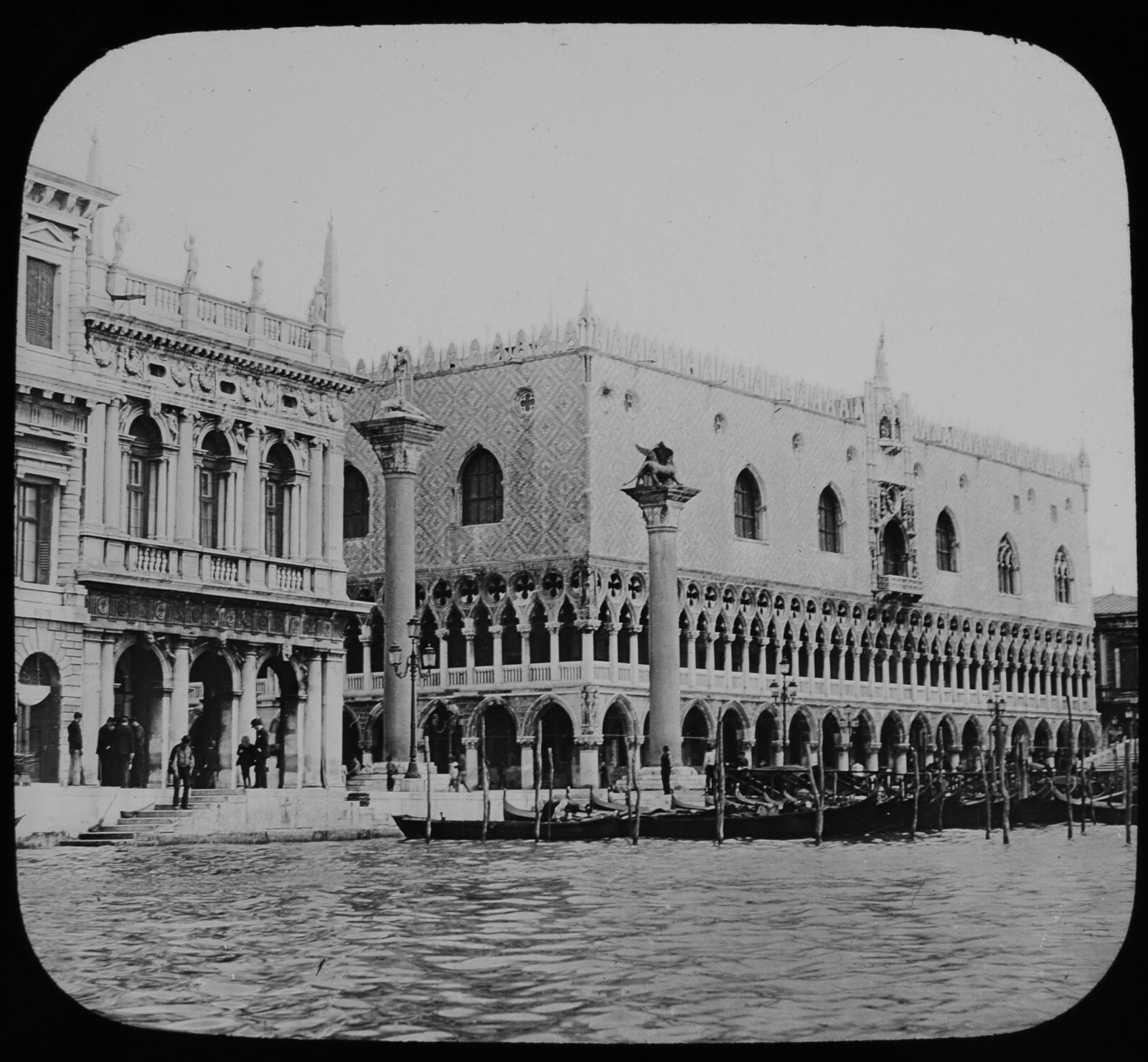 ANTIQUE Magic Lantern Slide DOGES PALACE FROM GRAND CANAL VENICE C1890 PHOTO