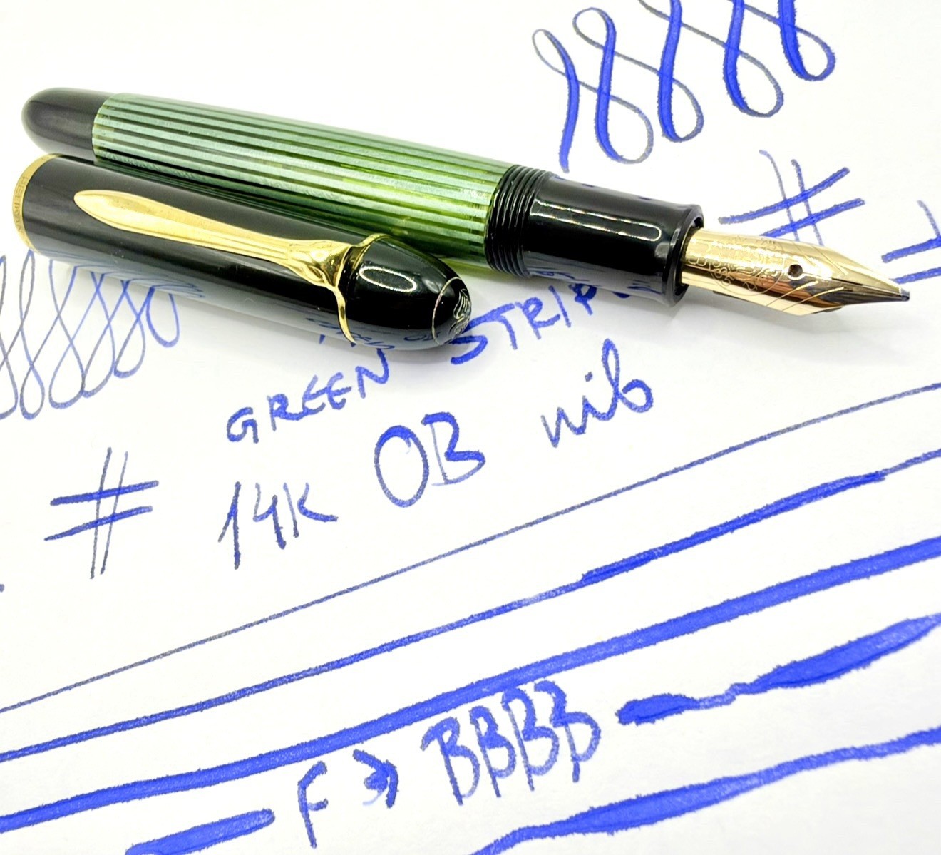 1950\'s PELIKAN 140 Full Green Torpedo Serviced Fountain Pen-Flexy OB Nib- 400