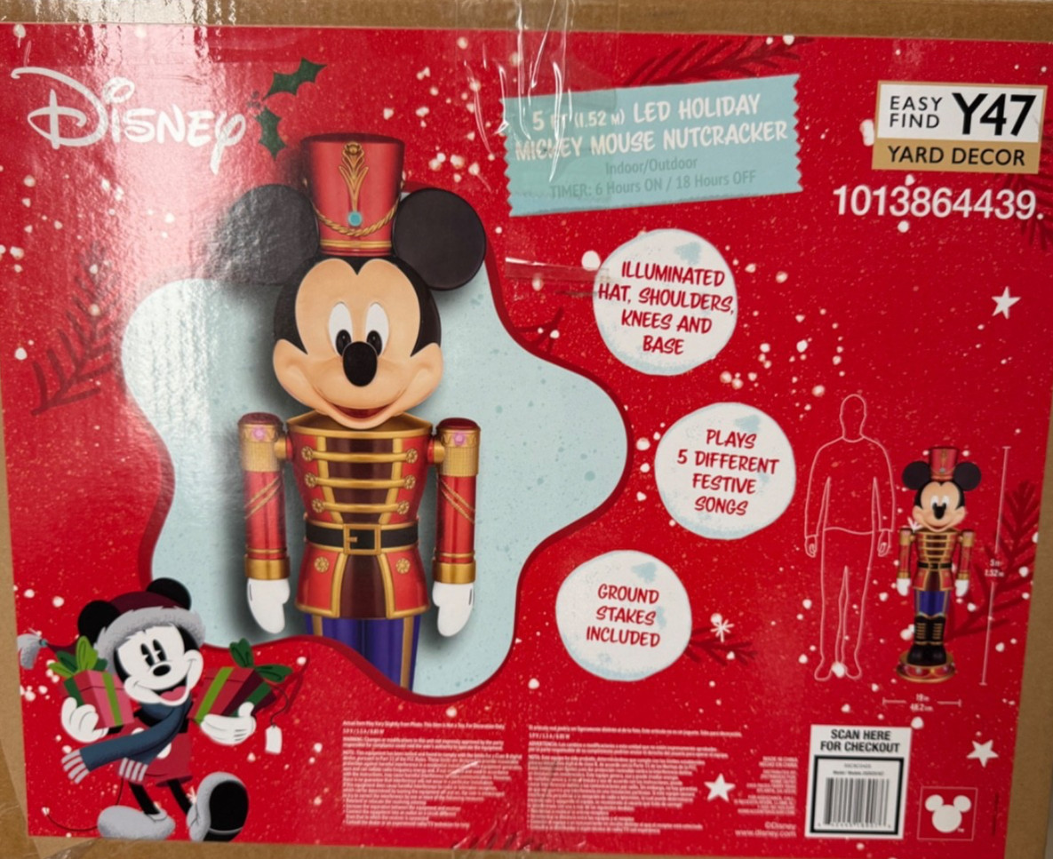 Disney 5’ LED Mickey Mouse Set Nutcracker Christmas Y47
