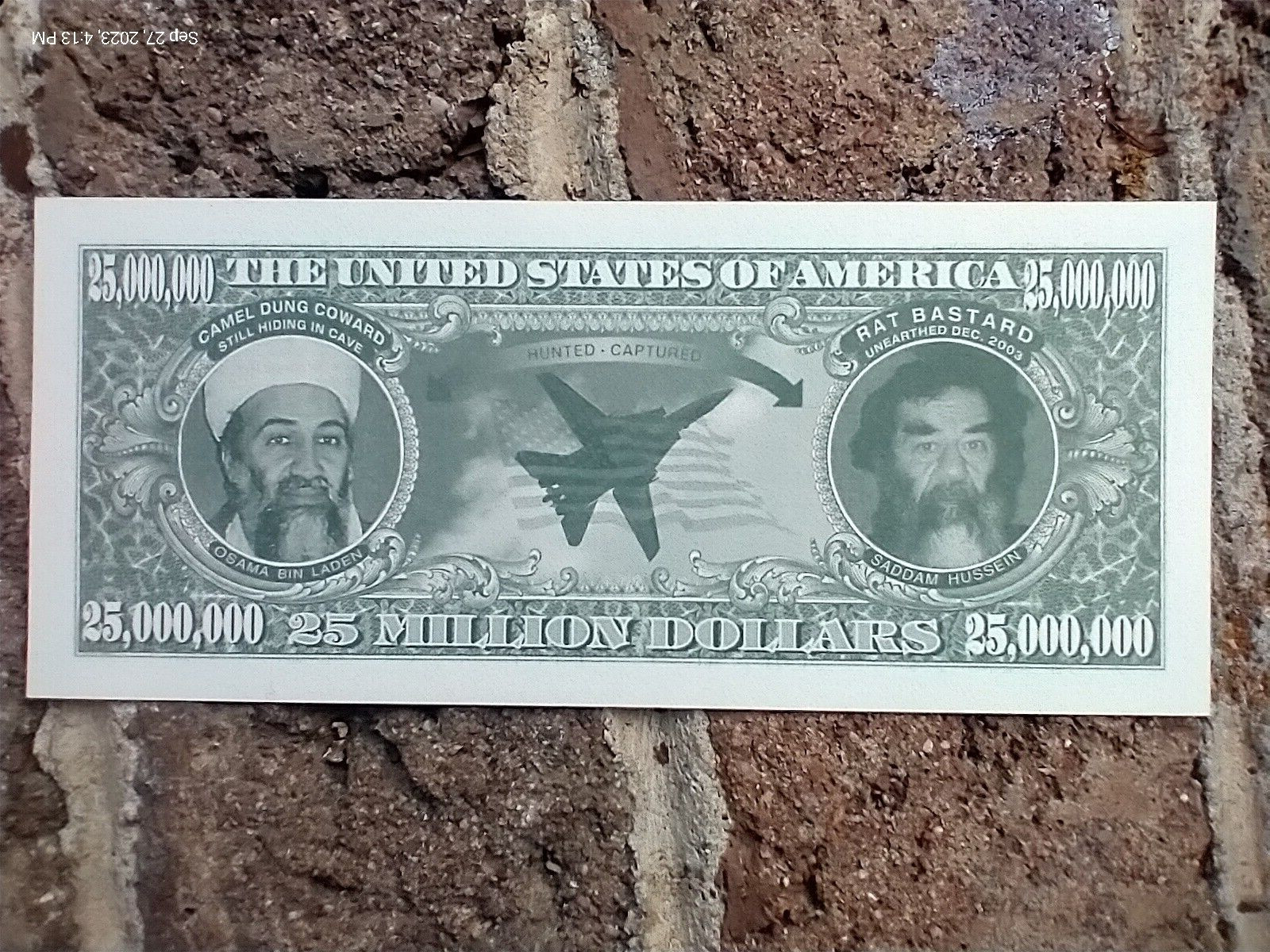 George W Bush 2004 Terrorist Hunter 25 Million Novelty Bill Funny Money Vintage