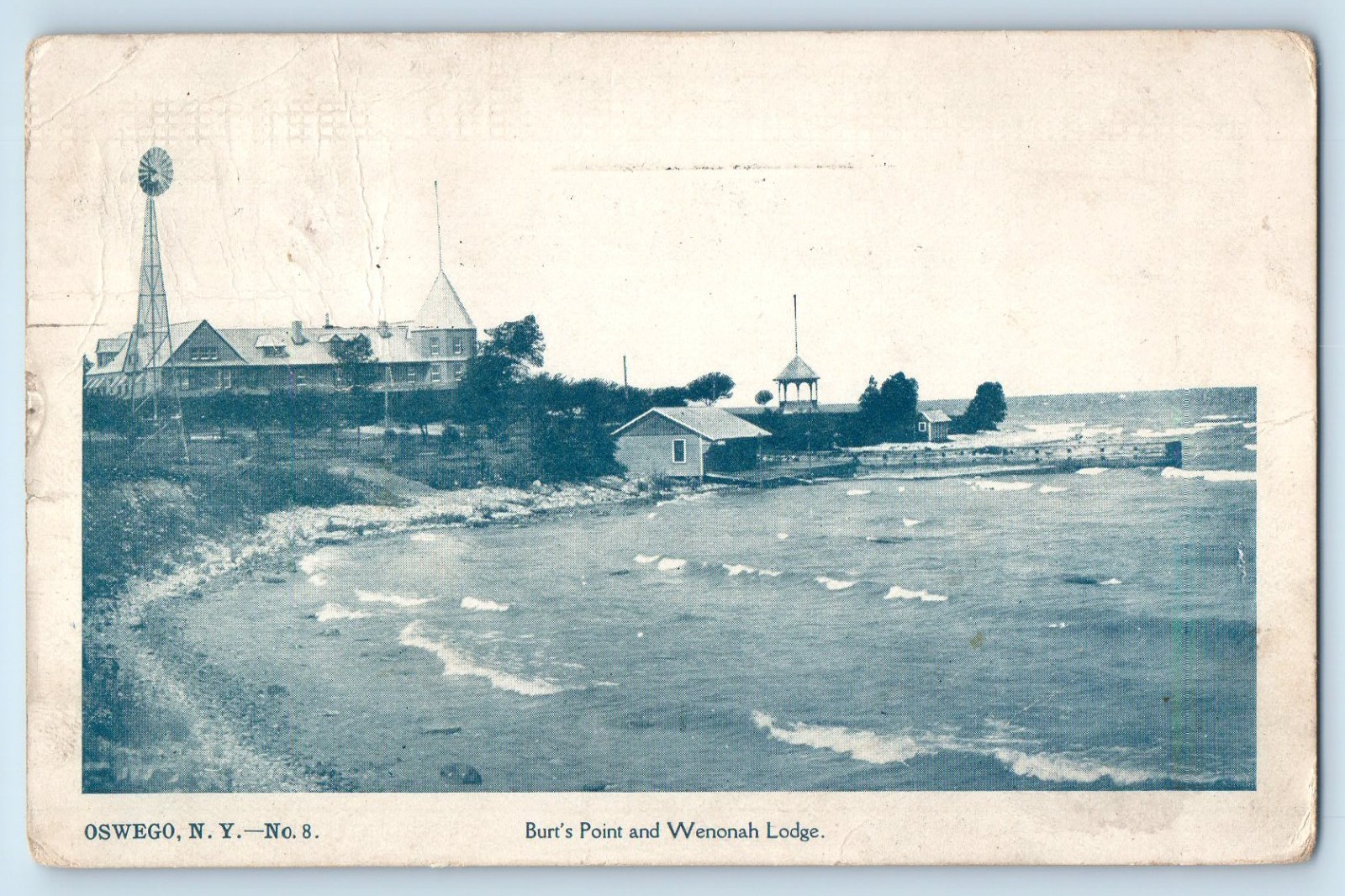 1904 Oswego New York Vintage Postcard Burt\'s Point Wenonah Lodge Seaside Posted