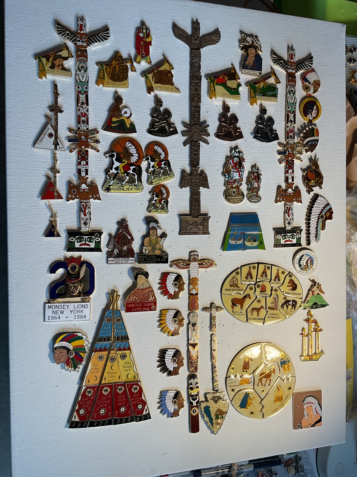 Lions Club Pins: RARE NATIVE AMERICAN COLLECTION of 97 PINS: 5 TOTEMS. $1 / pin