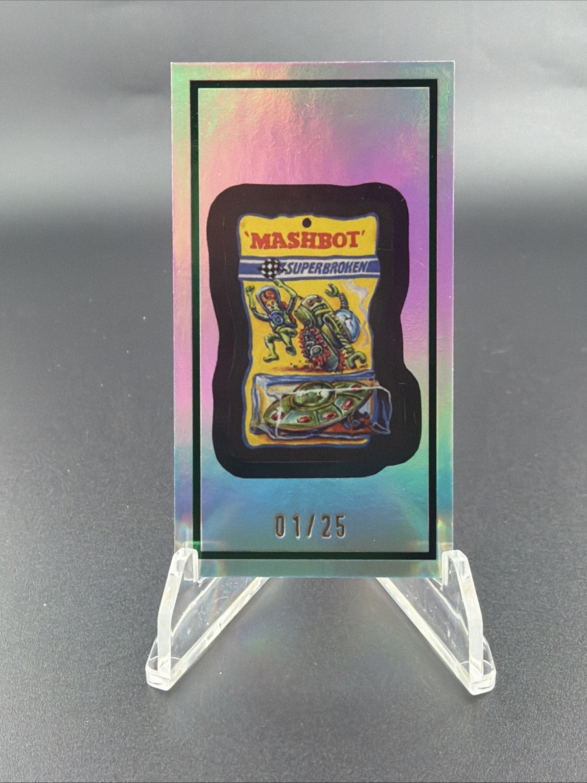2026 Topps Mars Attacks Xmas Mashbot Superbroken Rainbow Foil Topper 1/25 SSP