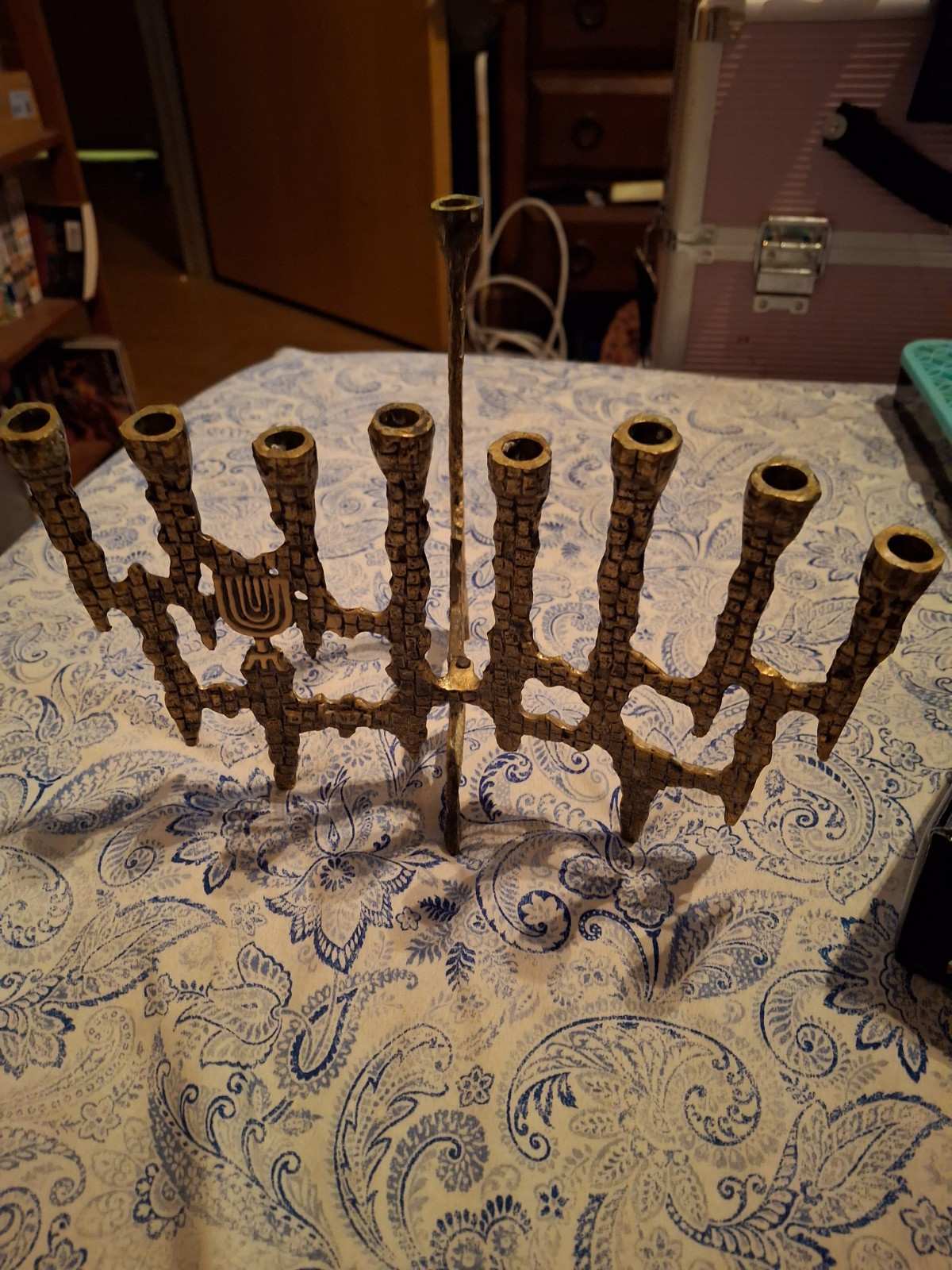 Vintage Israeli Brutalist Brass Menorah/Chanukia