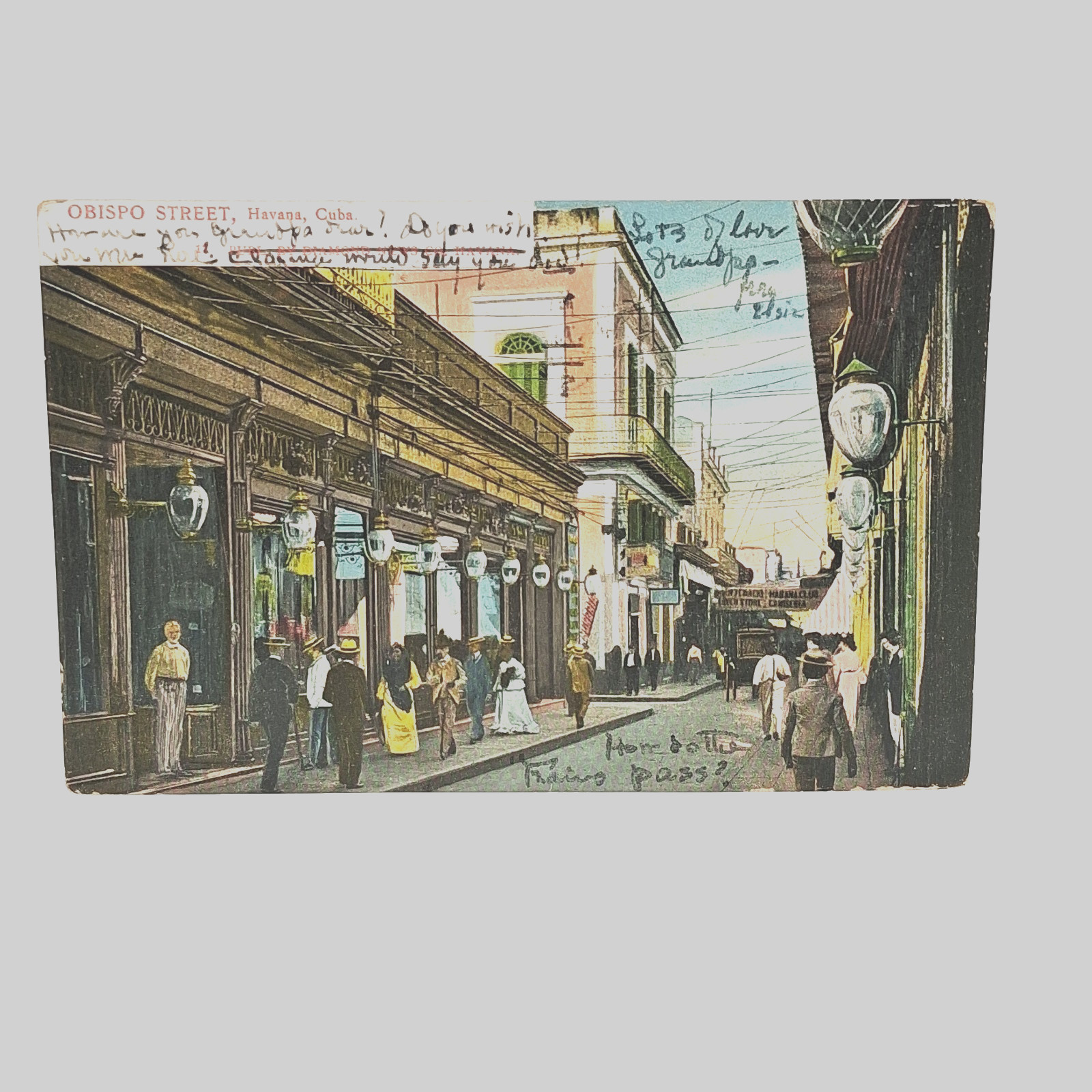 Postcard: Obispo Street Havana Cuba Early 1900's Street View