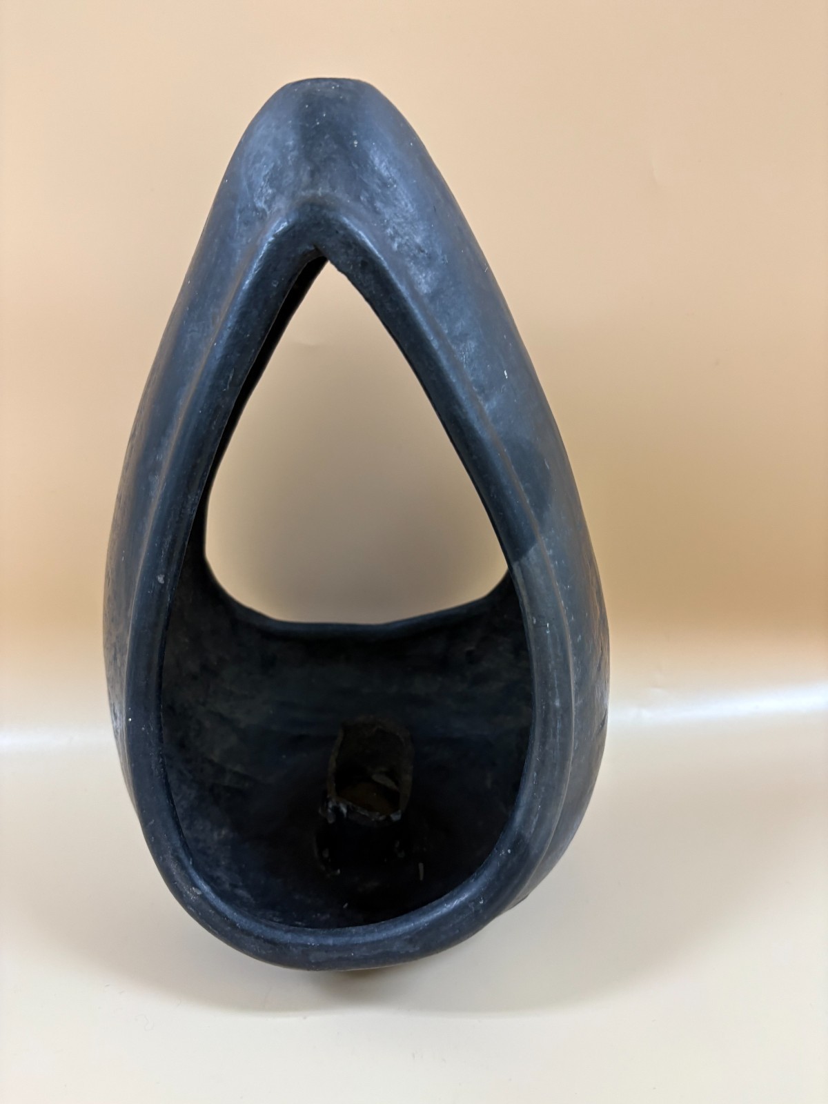 VTG 1950s Oaxaca Mexico Barro Negro Pottery Candle Holder Folk Art 12in DS20