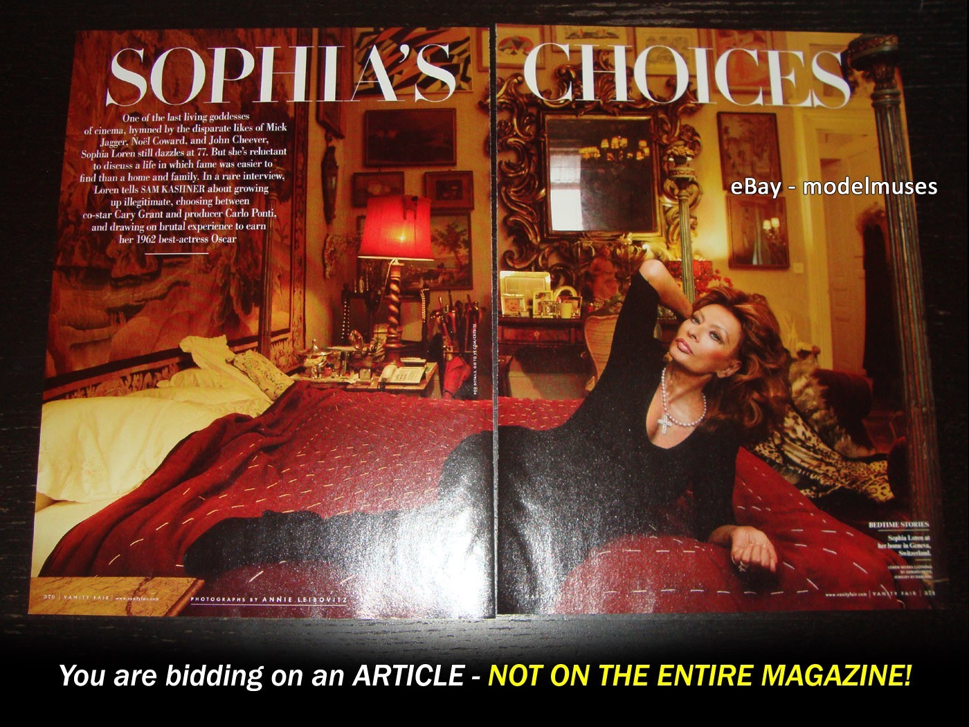 SOPHIA LOREN 15-Page Magazine ARTICLE Vanity Fair US March 2012