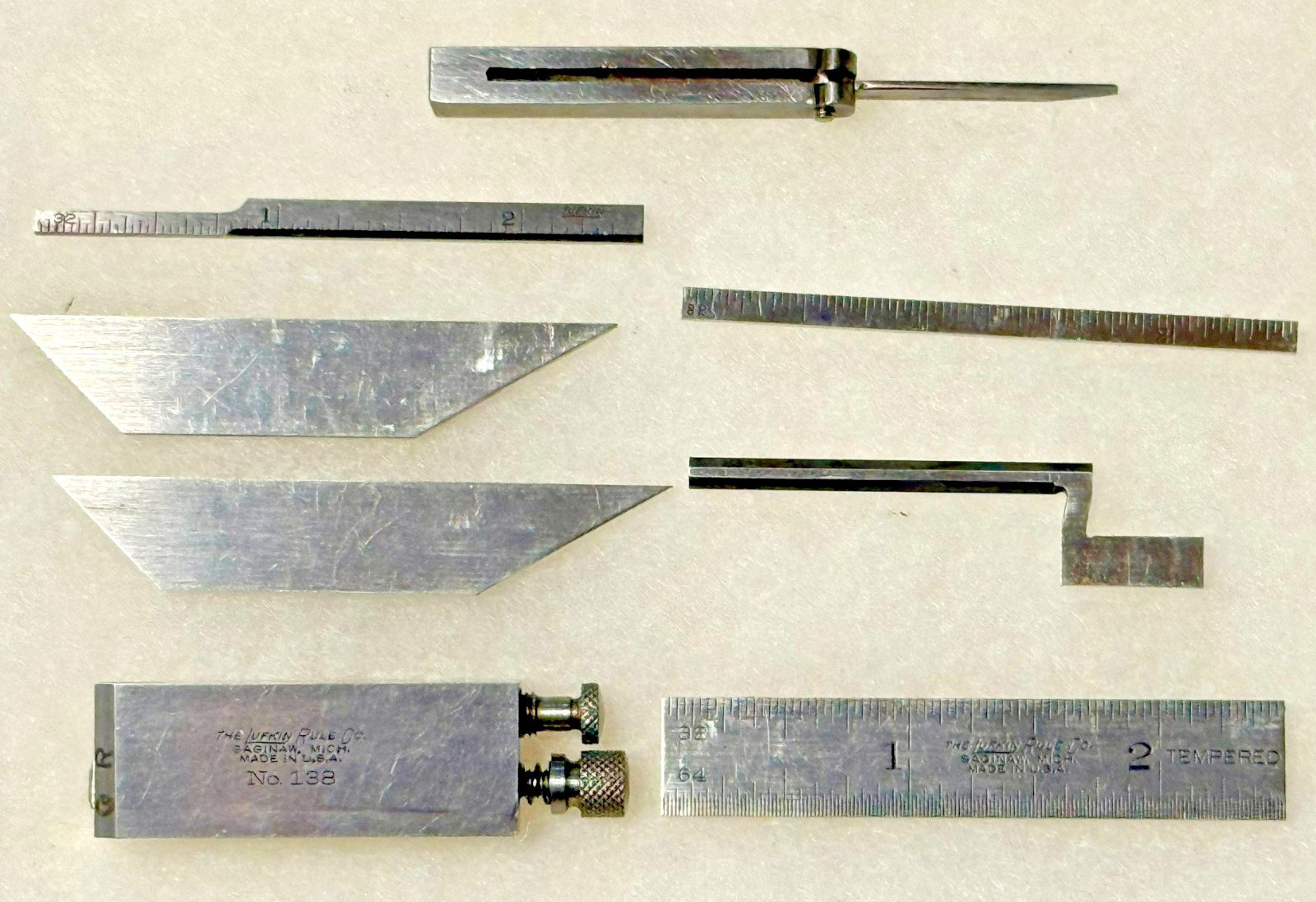 Lufkin No. 138 Adjustable Die Makers Square Combo Set Machinist Tools USA Made