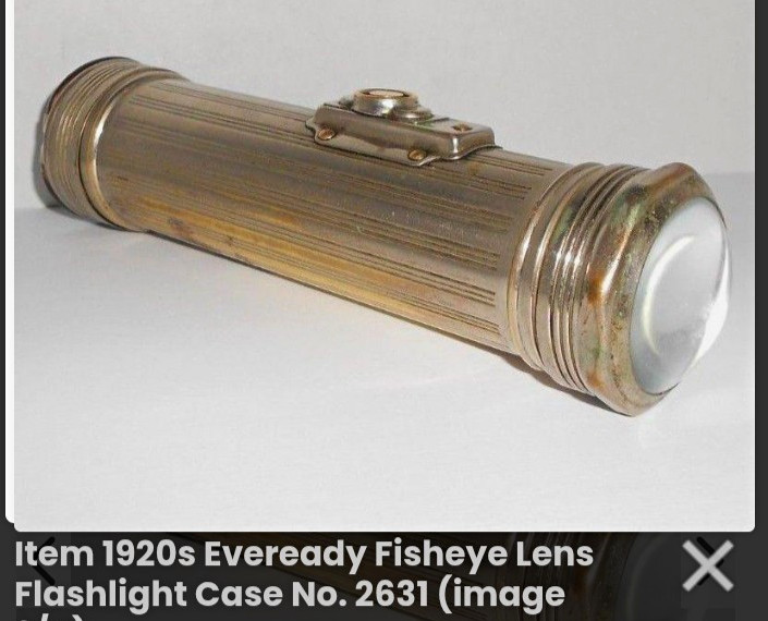 EVEREADY Vintage 1920s Fisheye Lens Flashlight Metal Tube Case No. 2631
