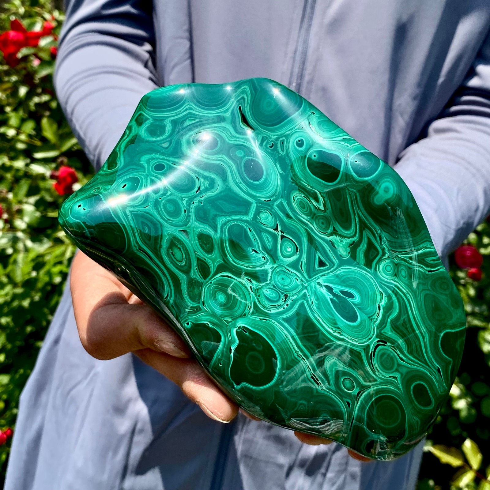 3.2LB Natural Polished Malachite Mineral freeform specimen Reiki Stone Healing