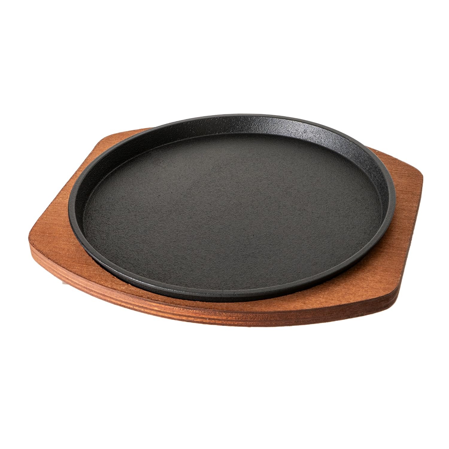 Urban Tokyo Cast Iron Sizzle Steak Plate with Wooden Base, 8\