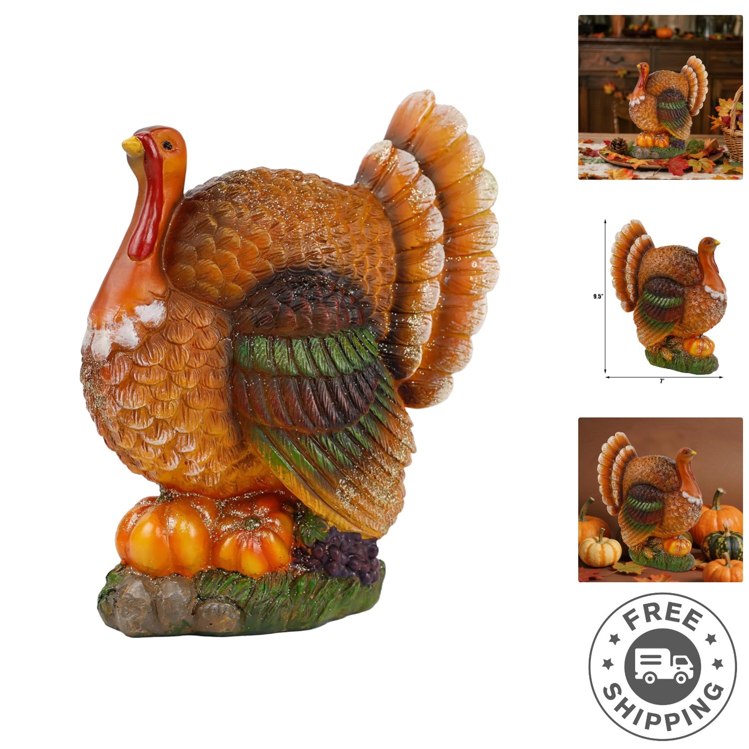 Charming Thanksgiving Turkey Centerpiece - Handcrafted Resin Decor for Holidays