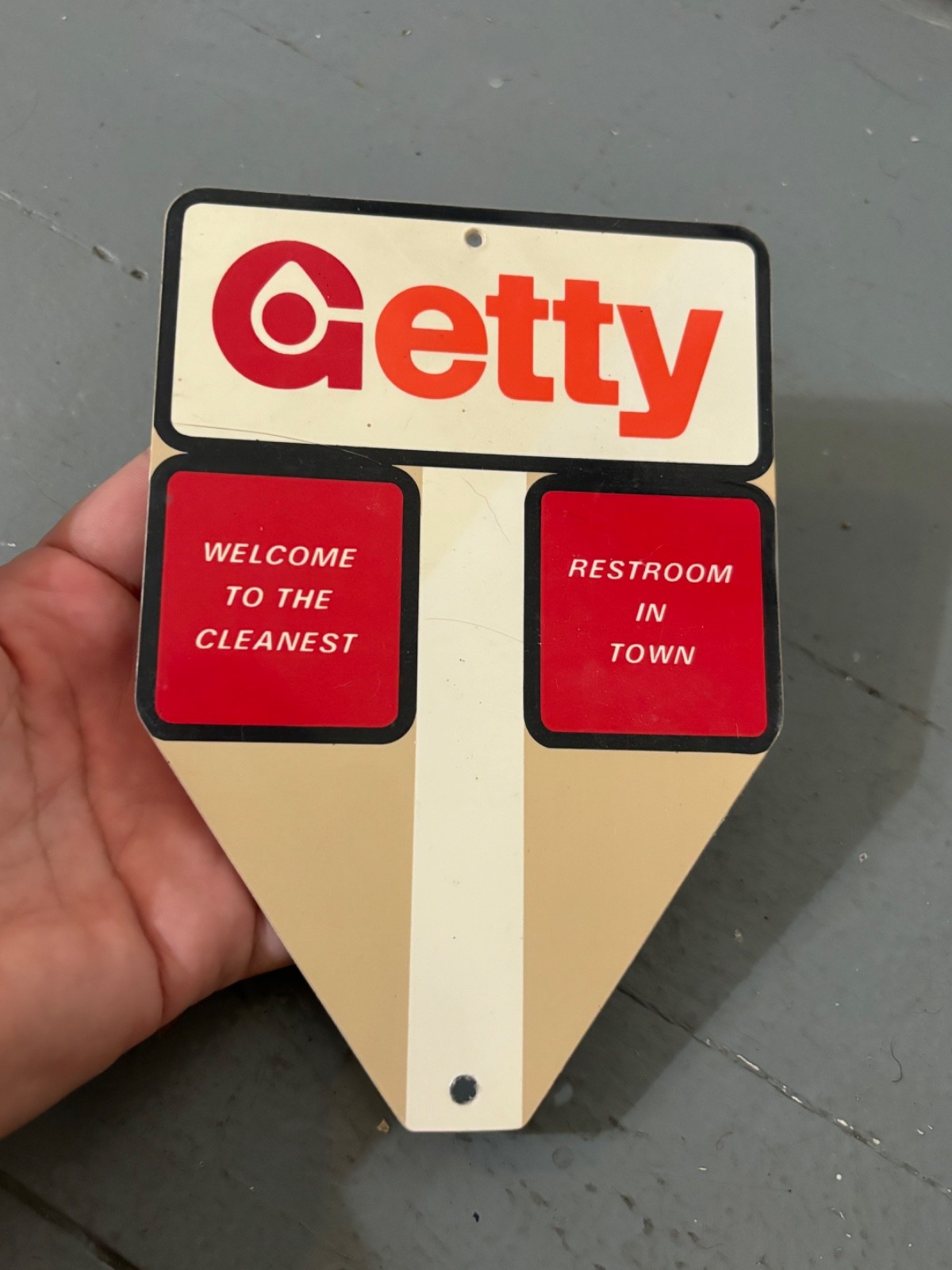Vintage Getty Oil Key Holder Fob Sign  Gas Station Restroom Barhroom
