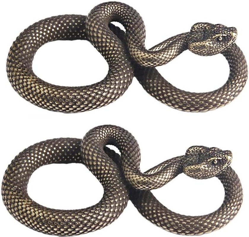 2Pcs Bronze Snake Figurine Decor High Simulation Fantasy Brass Vintage Style Sna