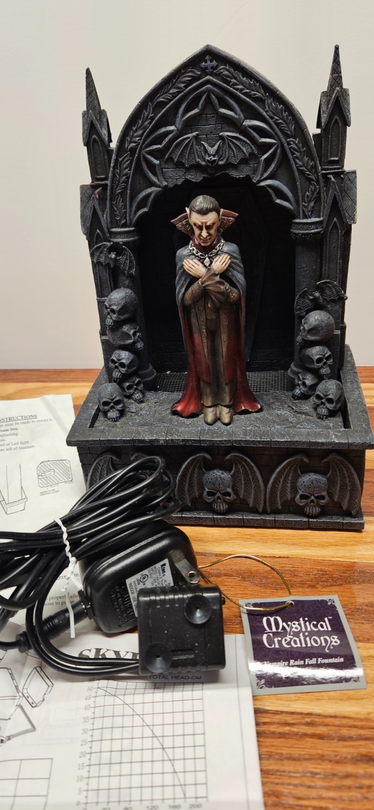 Mystical Creations Vampire Dracula Red Rain Fall Fountain Rare Gothic Halloween