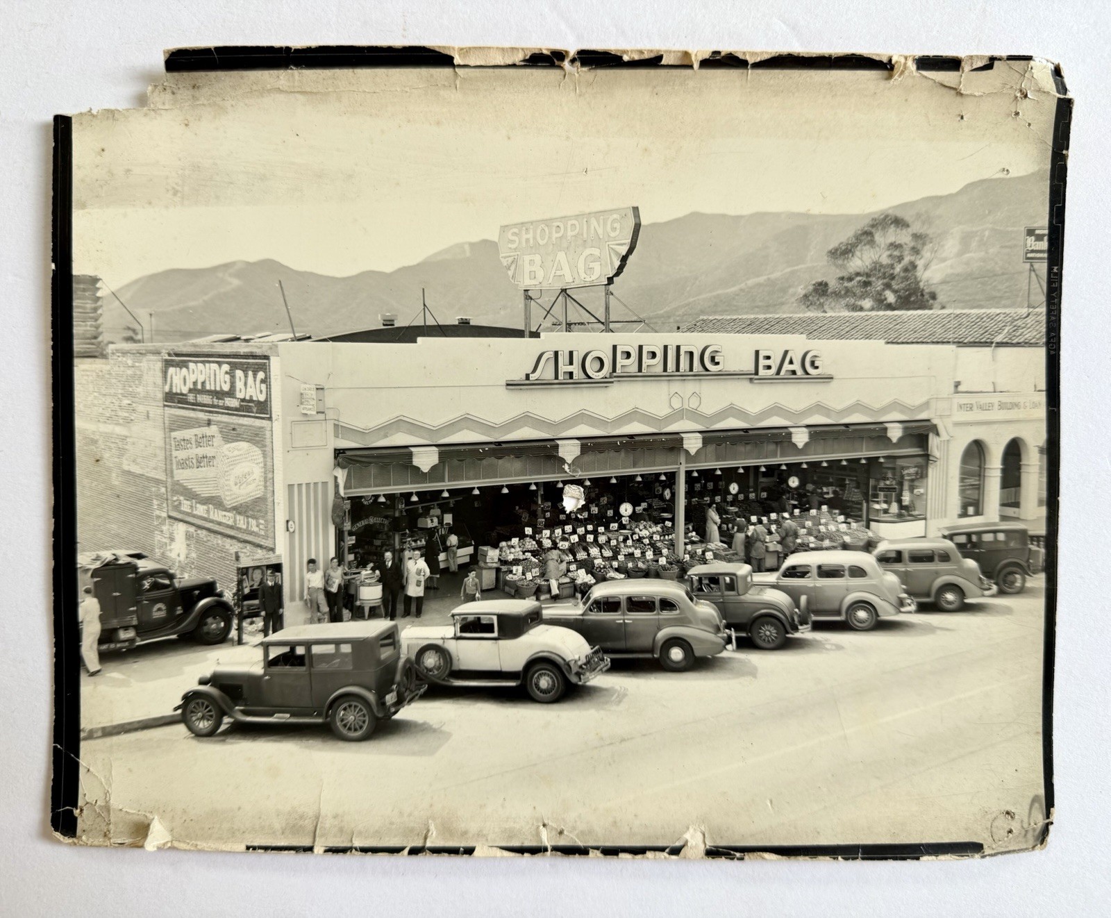 Vintage 1930s Photo Of Shopping Bag Food Store- Montrose, Glendale, California