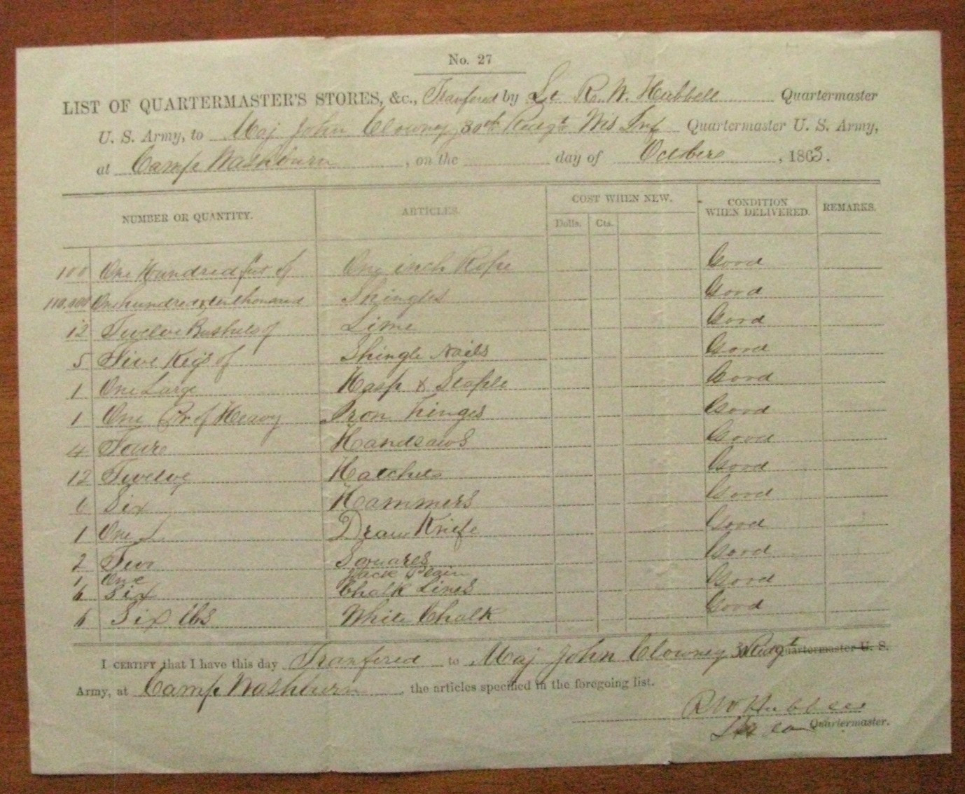 CIVIL WAR DAKOTA WISCONSIN 31ST INFANTRY SIOUX WAR 1864 FORT BUILDING SUPPLIES