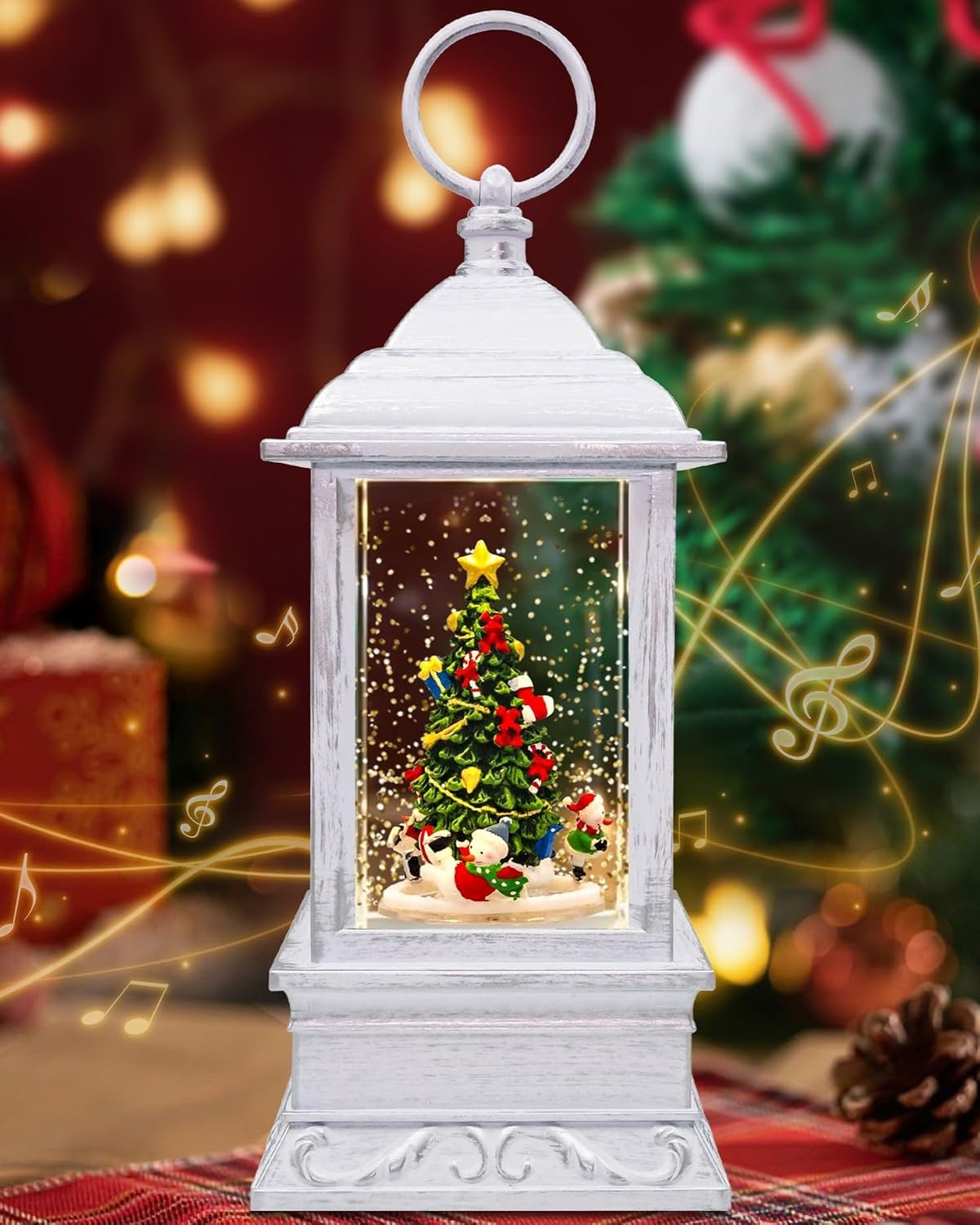 Christmas Tree Snow Globe Light up Lantern with 8 Songs, 10.8\